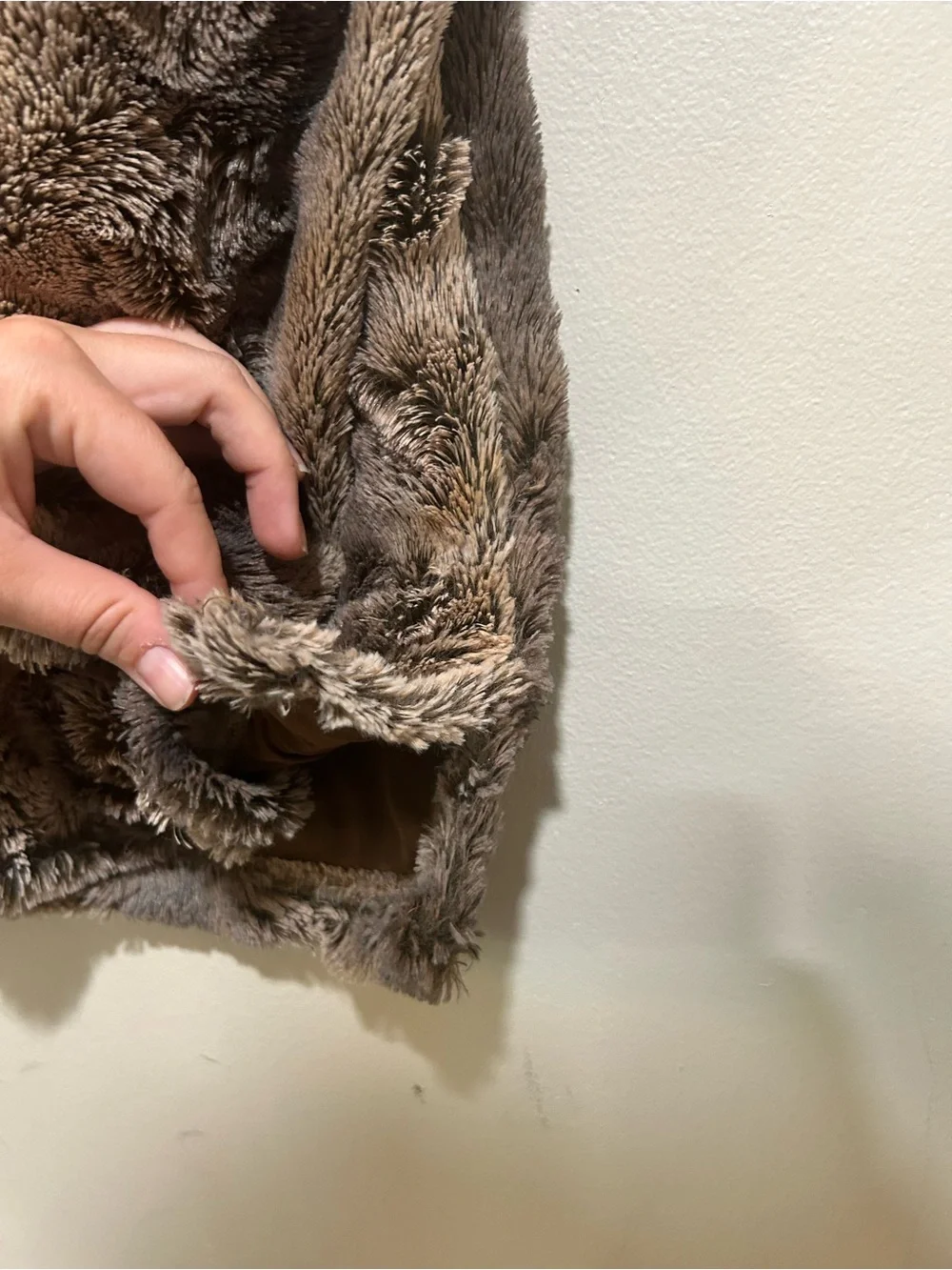 Simply Southern Brown Plush Faux Fur Quarter Zip Pullover Small